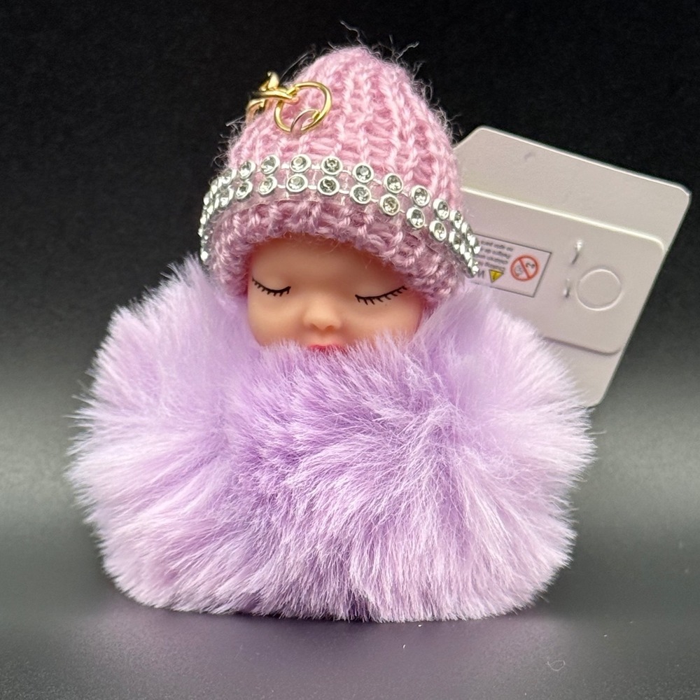 Sisi NY Collection Cute‎ Baby Doll Keychain Beanie Pom Pom Charm